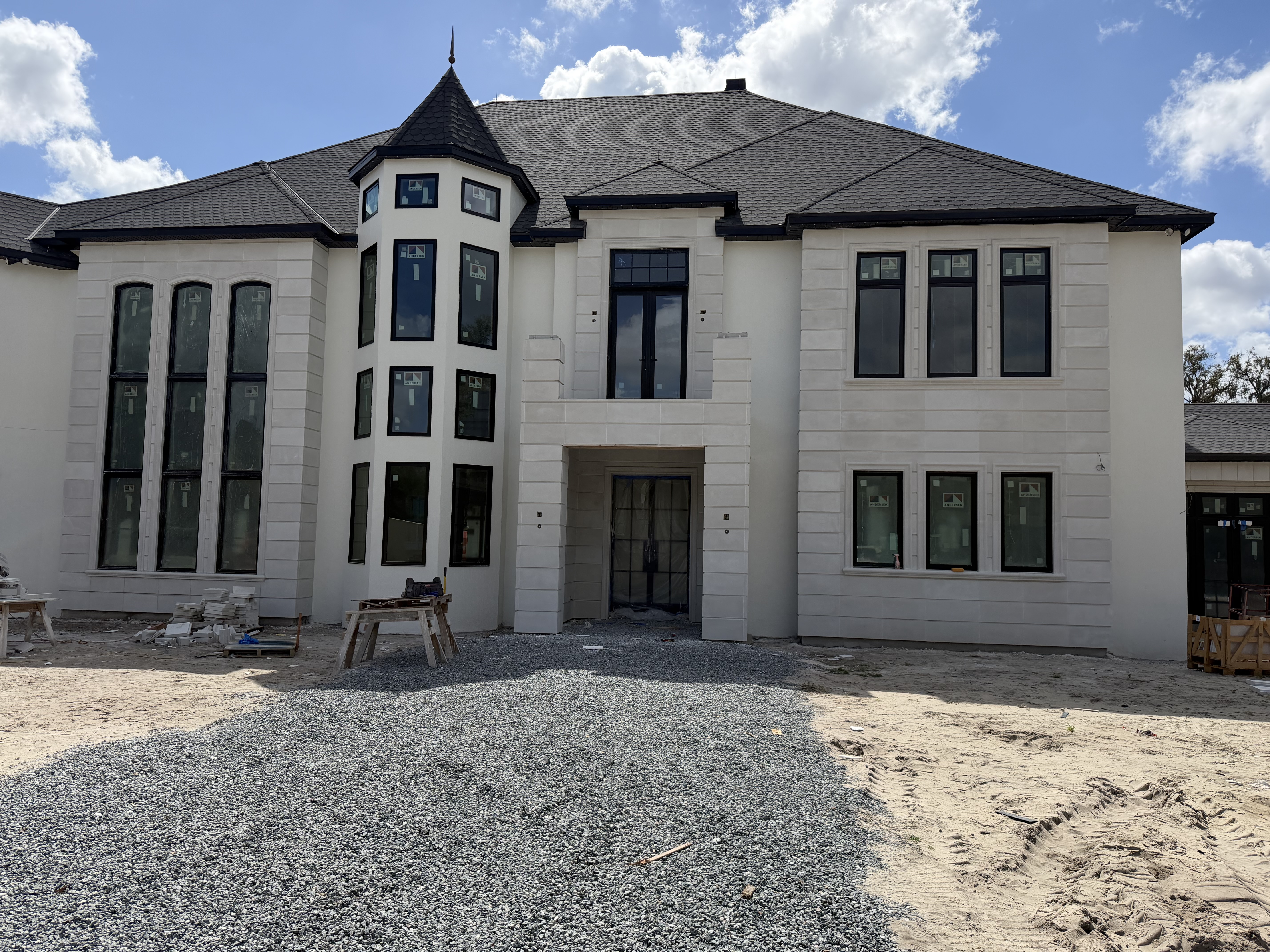 Stuart FL stucco contractor - premium estate with turret